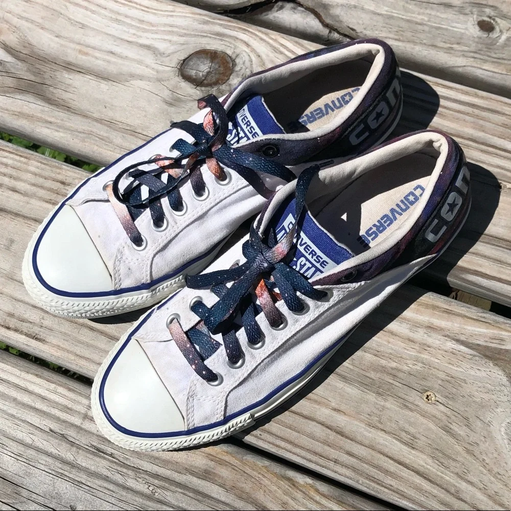 - Converse Sz 10 White/Galaxy Converse All-Stars! NEW GALAXY LACES! EUC! - Picture 7 of 14